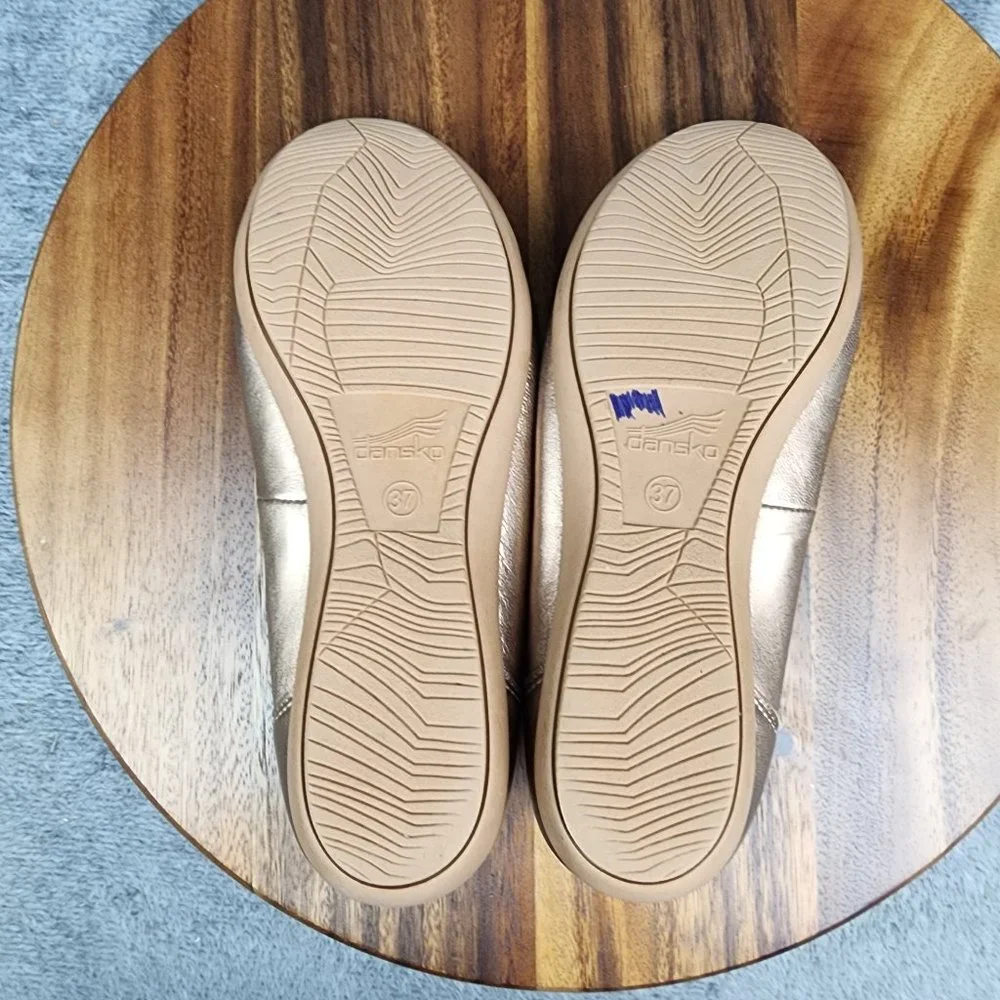 Dansko Ballet Flats Women 6.5 37 Rose Gold Leather Kristen Slip On Comfort Shoes